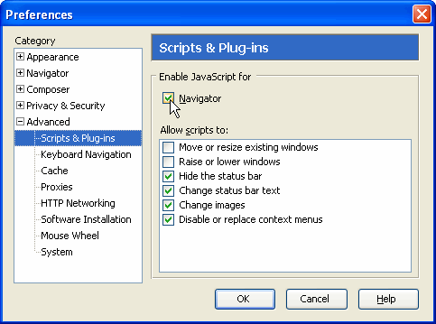 Enabling JavaScript in SeaMonkey Enabling JavaScript in SeaMonkey